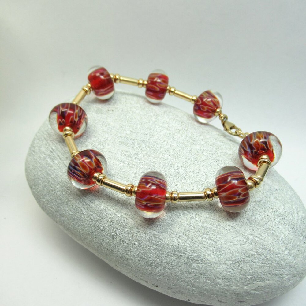 Boro glass and 14k gold filled bead bracelet